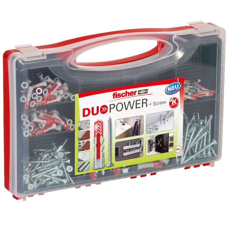 FISCHER 536091 DÜBEL+CSAVAR KÉSZLET DUO-POWER 280DB / RED-BOX  ÁLTALÁNOS RÖGZÍTÉS