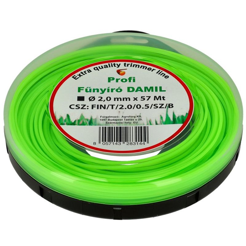 DAMIL D2.0 FŰKASZÁHOZ 57M SZÖGLETES ZÖLD IMPORT FIN/T/2.0/0.5/SZ/B FŰKASZA DAMIL D2.0 FŰKASZÁHOZ 57M SZÖGLETES ZÖLD IMPORT FIN/T/2.0/0.5/SZ/B FŰKASZA