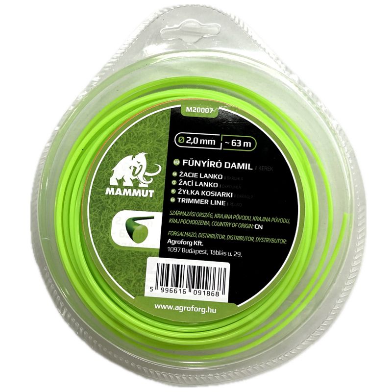 DAMIL D2.0 FŰKASZÁHOZ 63M KEREK ZÖLD MAMMUT M20007 FŰKASZA DAMIL D2.0 FŰKASZÁHOZ 63M KEREK ZÖLD MAMMUT M20007 FŰKASZA