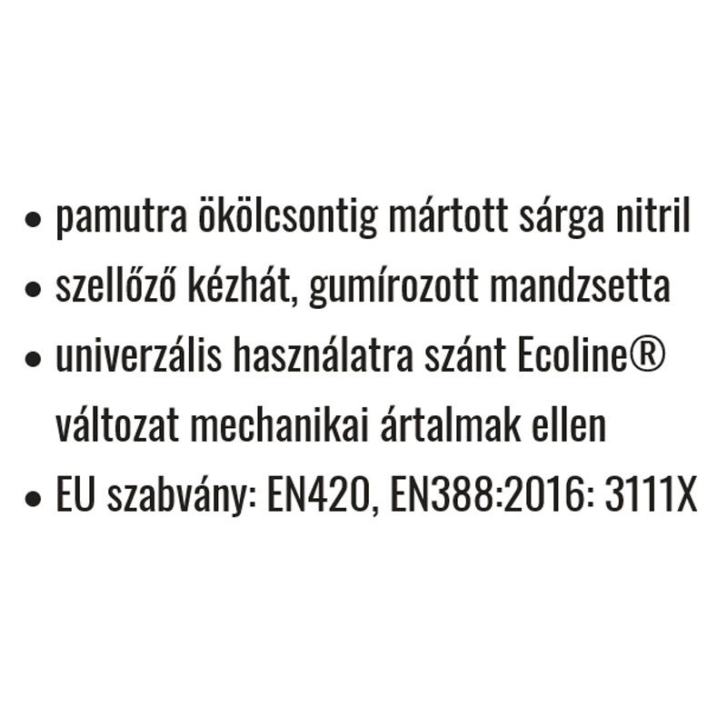 VÉDŐKESZTYŰ MÁRTOTT SÁRGA 9 NITRIL SZELLŐZŐ HÁTÚ COVERGUARD 9319 VÉDŐKESZTYŰ MÁRTOTT SÁRGA 9 NITRIL SZELLŐZŐ HÁTÚ COVERGUARD 9319