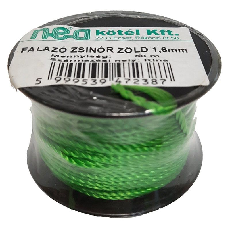 KŐMŰVESZSINÓR 1.6mm/50M ZÖLD FALAZÓ ZSINÓR MAGYAR ÉPÍTŐIPARI SZERSZÁMOK KŐMŰVESZSINÓR 1.6mm/50M ZÖLD FALAZÓ ZSINÓR MAGYAR ÉPÍTŐIPARI SZERSZÁMOK