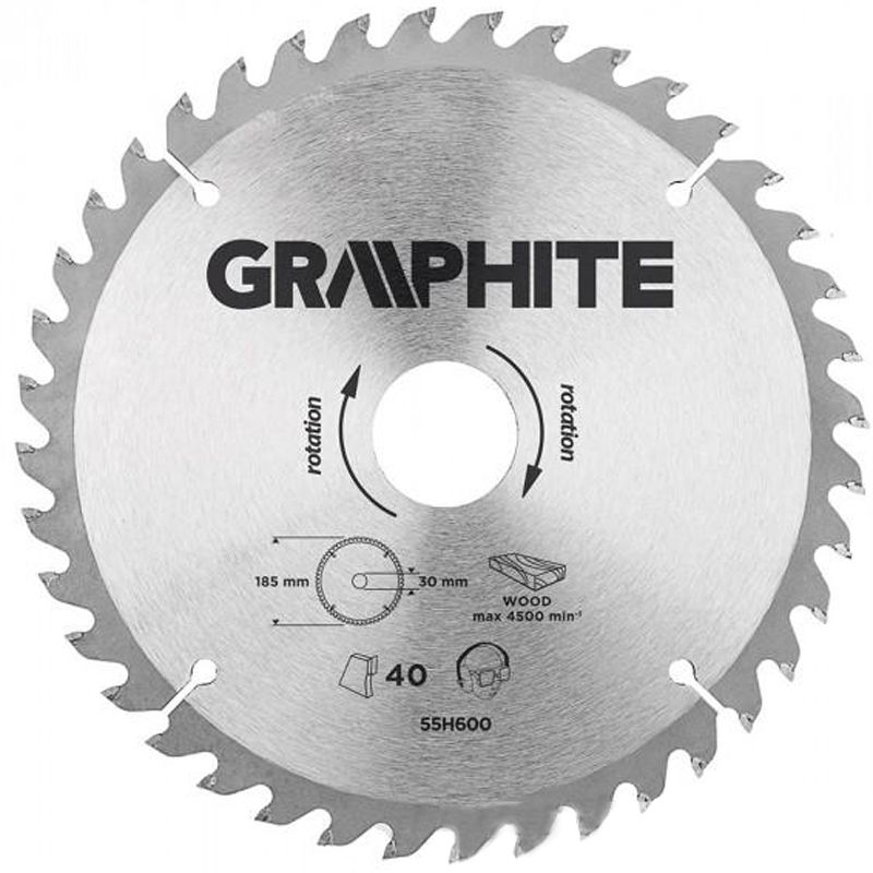 KÖRFŰRÉSZTÁRCSA D185*30/40F. FÁHOZ KEMÉNYFÉM GRAPHITE 55H600 KÖRFŰRÉSZ TÁRCSA KÖRFŰRÉSZTÁRCSA D185*30/40F. FÁHOZ KEMÉNYFÉM GRAPHITE 55H600 KÖRFŰRÉSZ TÁRCSA