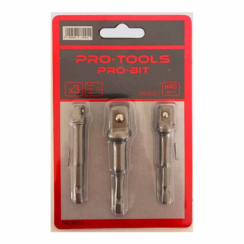 BIT ÁTALAKÍTÓ KLT 3DB PRO-BIT 1/4c- 3/8c - 1/2c PRO-TOOLS PB28003 SZERSZÁM-KULCSOK BIT ÁTALAKÍTÓ KLT 3DB PRO-BIT 1/4c- 3/8c - 1/2c PRO-TOOLS PB28003 SZERSZÁM-KULCSOK