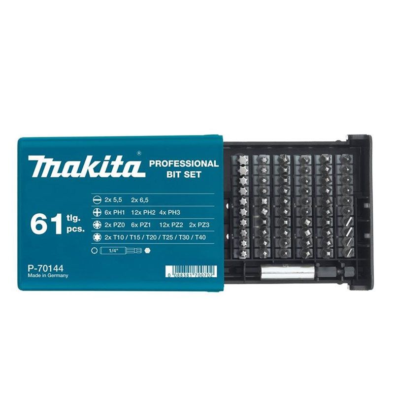 MAKITA P-70144 BEHAJTÓHEGY KÉSZLET 61részes /EH,PH,PZ,TX/ BIT ÉS BEHAJTÓ HEGYEK MAKITA P-70144 BEHAJTÓHEGY KÉSZLET 61részes /EH,PH,PZ,TX/ BIT ÉS BEHAJTÓ HEGYEK
