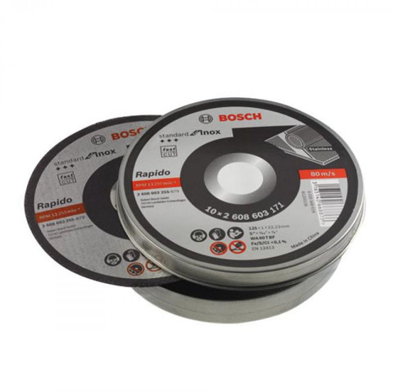 BOSCH 2608603255 VÁGÓKORONG INOXHOZ D125*1.0Q 22LYUK 10DB/FÉMDOBOZ BOSCH 2608603255 VÁGÓKORONG INOXHOZ D125*1.0Q 22LYUK 10DB/FÉMDOBOZ