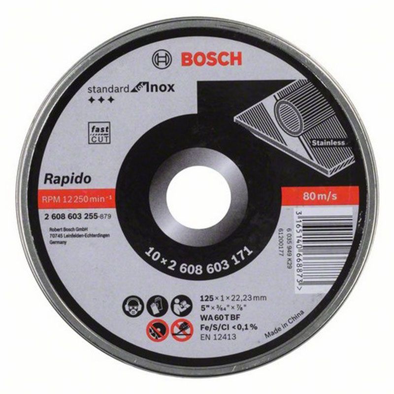BOSCH 2608603255 VÁGÓKORONG INOXHOZ D125*1.0Q 22LYUK 10DB/FÉMDOBOZ BOSCH 2608603255 VÁGÓKORONG INOXHOZ D125*1.0Q 22LYUK 10DB/FÉMDOBOZ