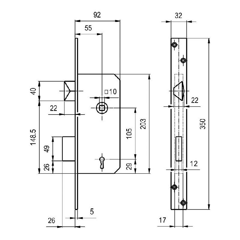 EUROELZETT N°3413 ZÁRTEST TEMPLOM BEVÉSŐ 105mm KULCSOS-BAL KILINCSES ELŐAJTÓ AJTÓZÁR EUROELZETT N°3413 ZÁRTEST TEMPLOM BEVÉSŐ 105mm KULCSOS-BAL KILINCSES ELŐAJTÓ AJTÓZÁR