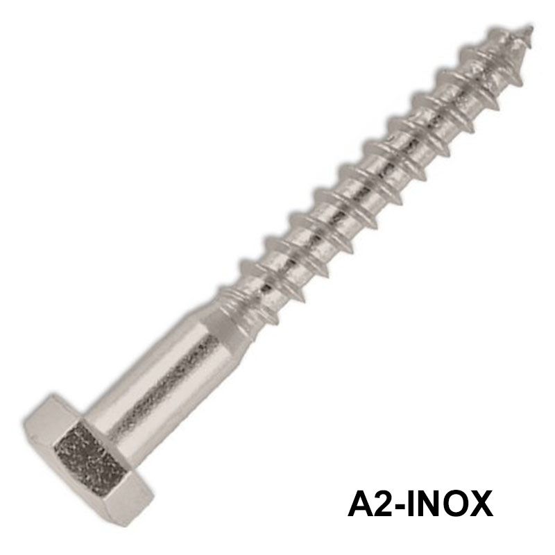 ÁLLVÁNYCSAVAR HLF D6*140 DIN 571 A2 INOX FACSAVAR  FASZERKEZETI CSAVAR