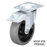 KERÉK TÖMÖRGUMI BEÁLLÓ FÉKES D80 POLIAMID KERÉKAGY GOLYÓSCS BLICKLE LE-POEV 80KF-FI-SG VILLÁS KEREKEK