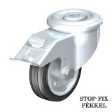 KERÉK TÖMÖRGUMIS BEÁLLÓ FÉKES D100 VILLÁS HÁTFURATOS TB:70KG BLICKLE LER-VE 100R-FI VILLÁS KEREKEK